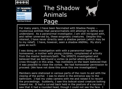 Shadow Animals Page